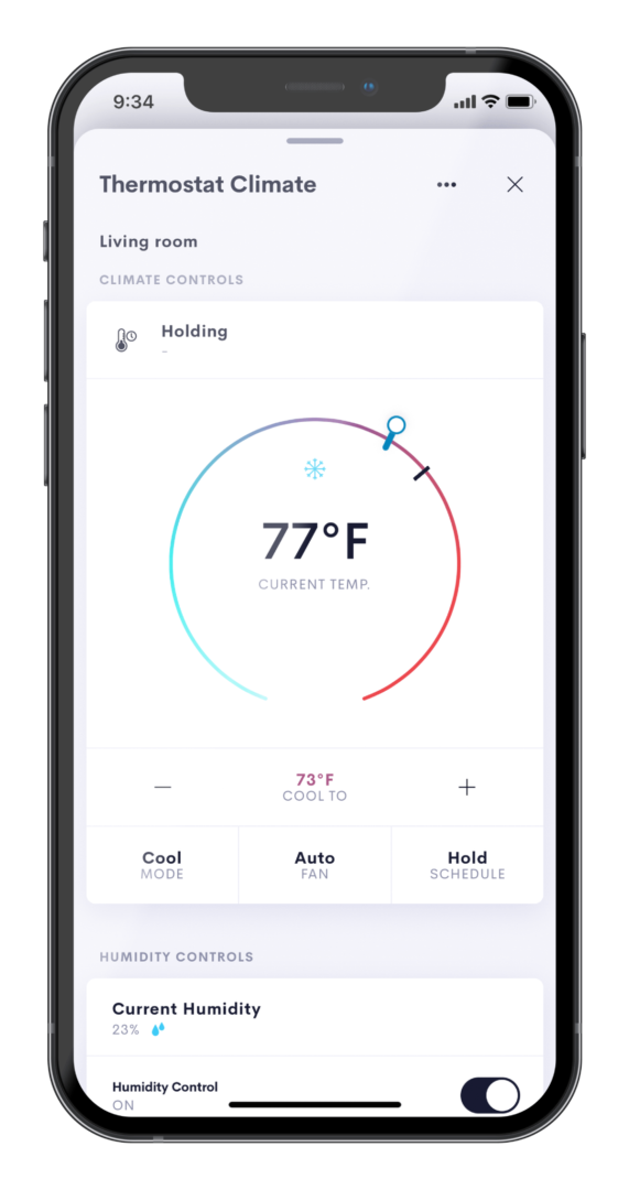 Image of thermostat view in iphone