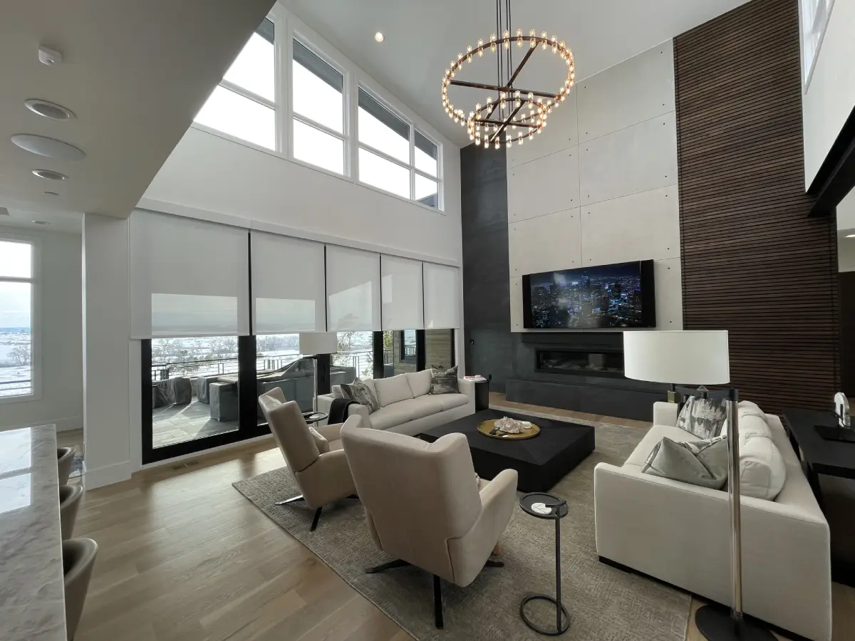Image of white shades in living area