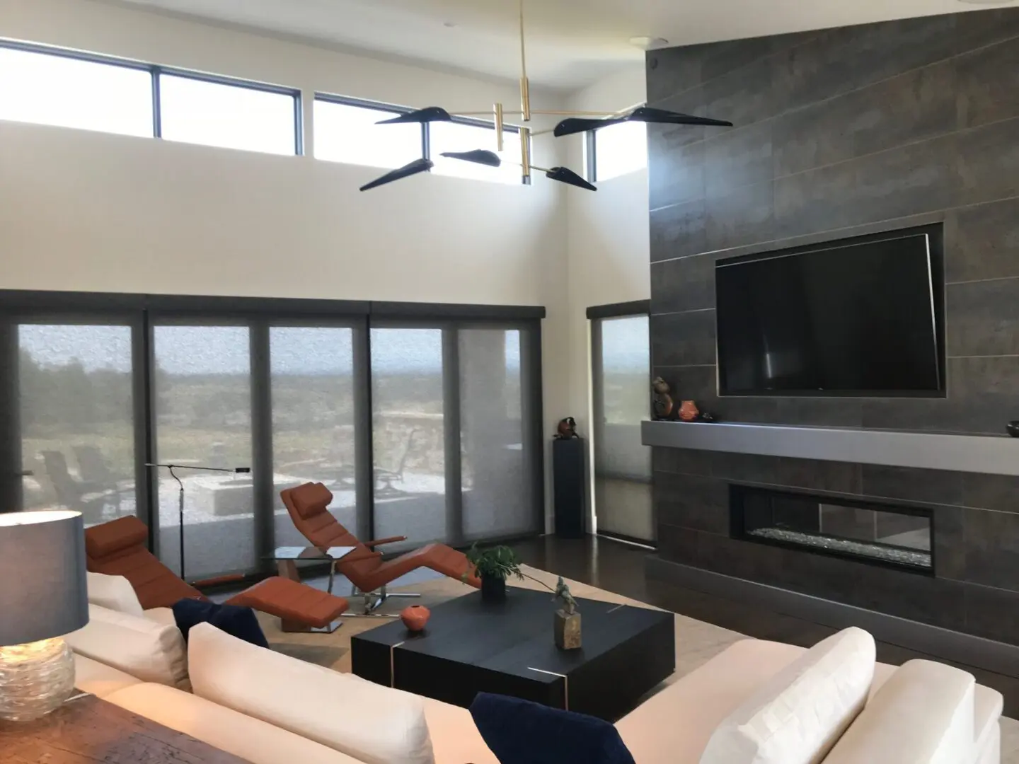 Image of black shades in living area